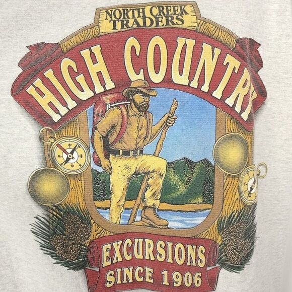 Hiking Excursions T Shirt Vintage 90s High Country Outdoors Made In USA Mens XL - Picture 2 of 6